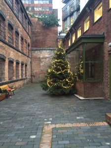 Christmas tree in CW courtyard