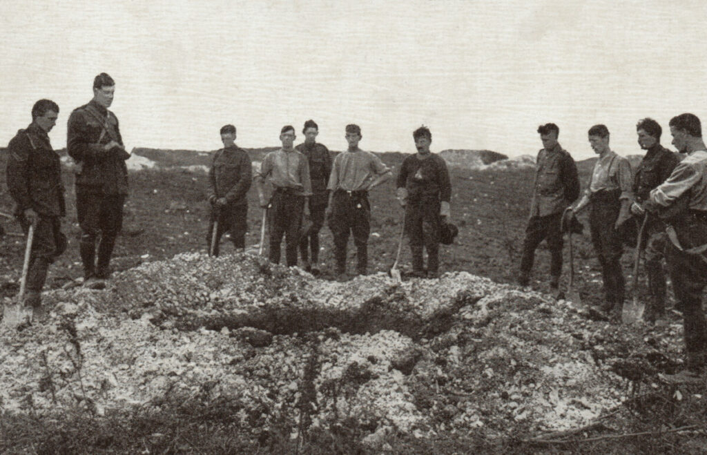 the burial of two British soldiers on the battlefield