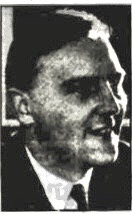 Black and white newspaper closeup image of a man