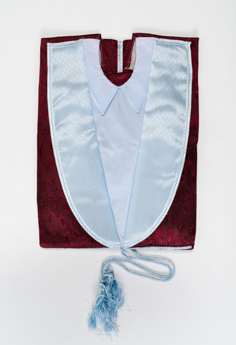 Claret and blue villa shroud