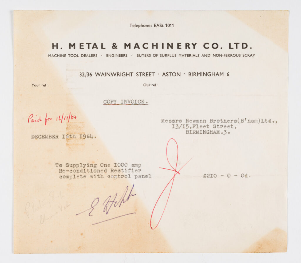 Invoice – H. Metal & Machinery Co. LTD