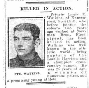 Lewis Watkins death notice in newspaper