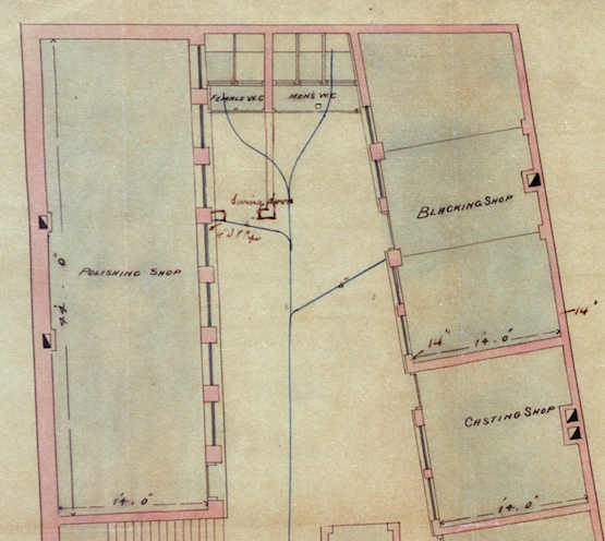 original 1892 plans for the Newman Brothers’ manufactory