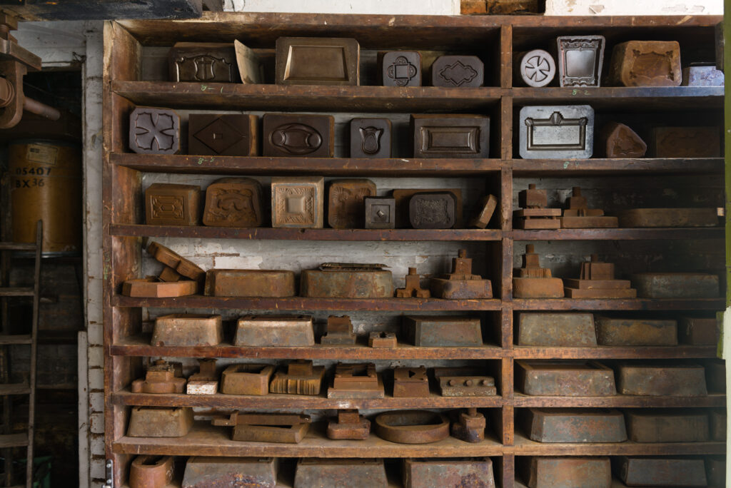 Stamp shop rusty shelves