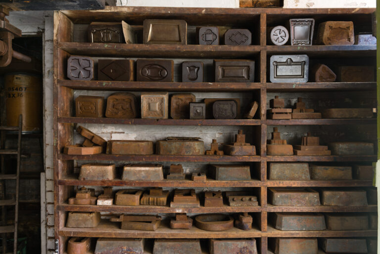 Stamp shop rusty shelves
